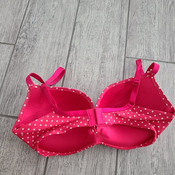 Victoria's Secret women's plunge bra pink with white polka dots size 34D - Picture 7 of 11